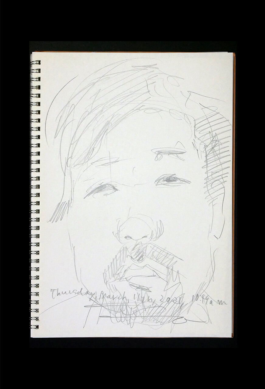 Contemporary artist SHINTAKU Tomoni's 2021/3/11 Self-portrait or pencil drawing