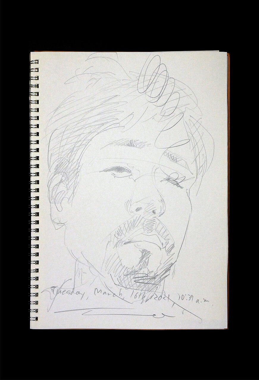 Contemporary artist SHINTAKU Tomoni's 2021/3/16 Self-portrait or pencil drawing