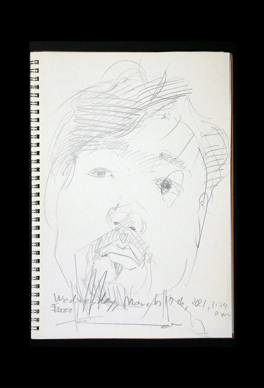 Contemporary artist SHINTAKU Tomoni's 2021/3/17 Self-portrait or pencil drawing