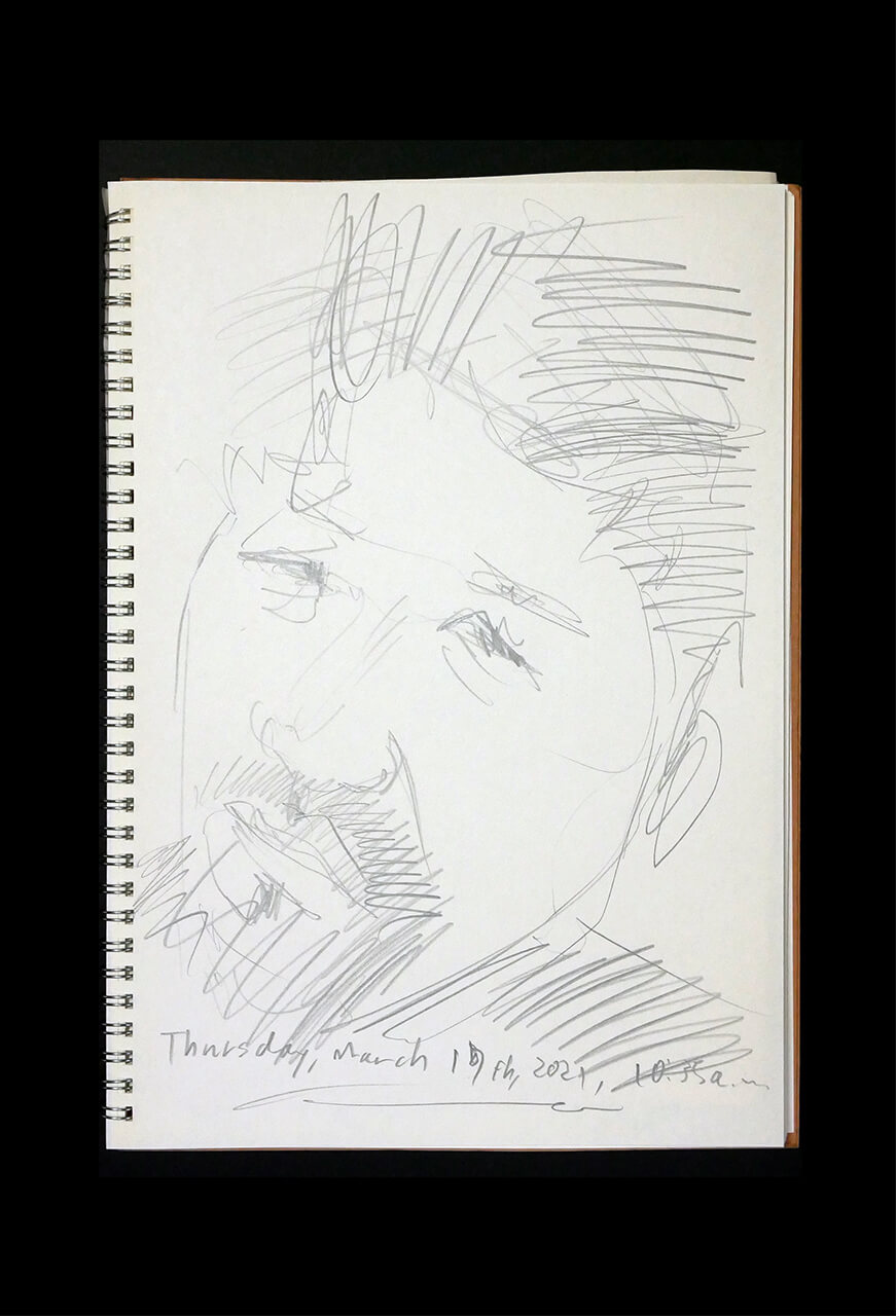 Contemporary artist SHINTAKU Tomoni's 2021/3/18 Self-portrait or pencil drawing