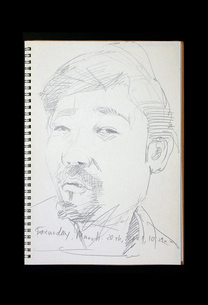 Contemporary artist SHINTAKU Tomoni's 2021/3/20 Self-portrait or pencil drawing