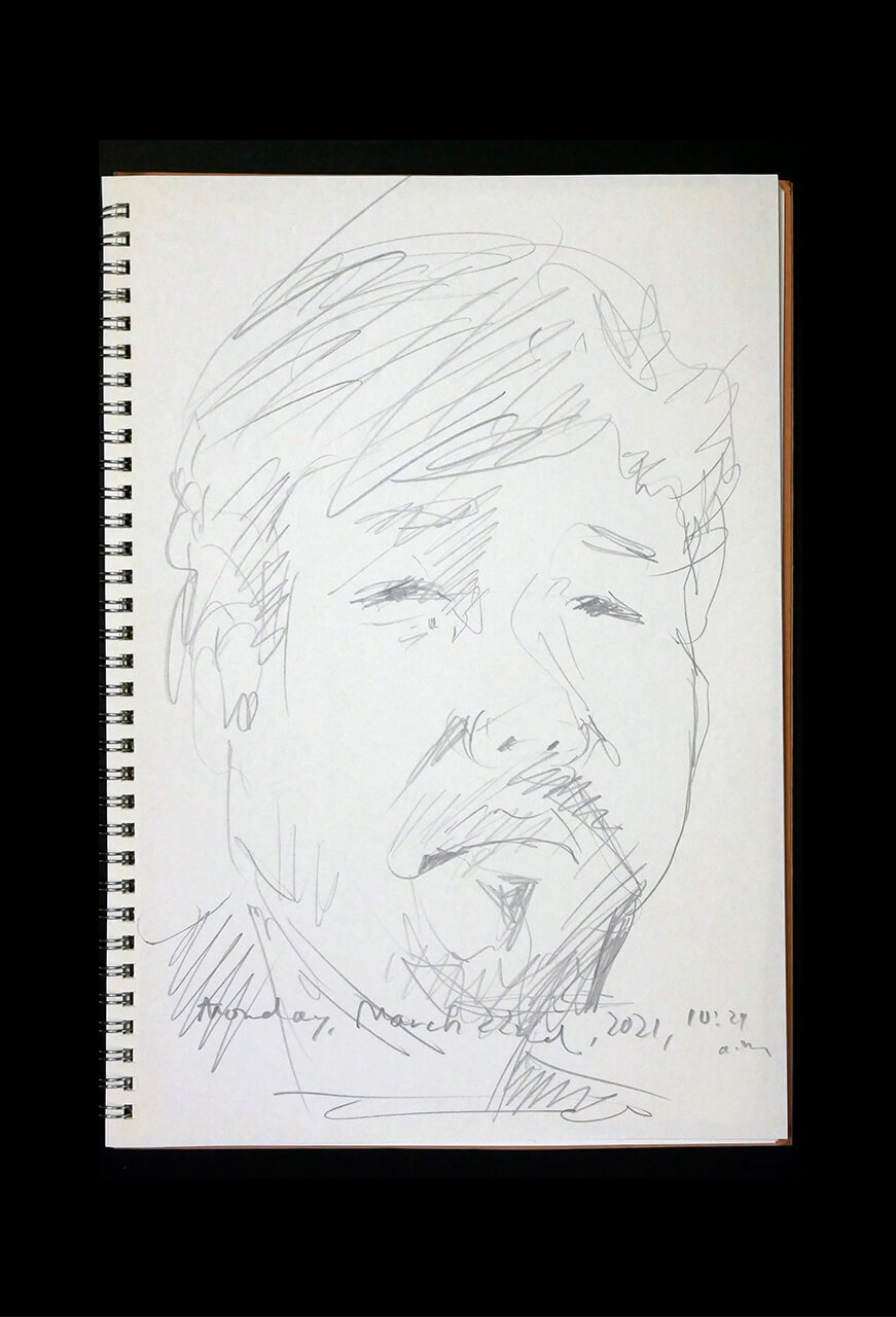 Contemporary artist SHINTAKU Tomoni's 2021/3/22 Self-portrait or pencil drawing
