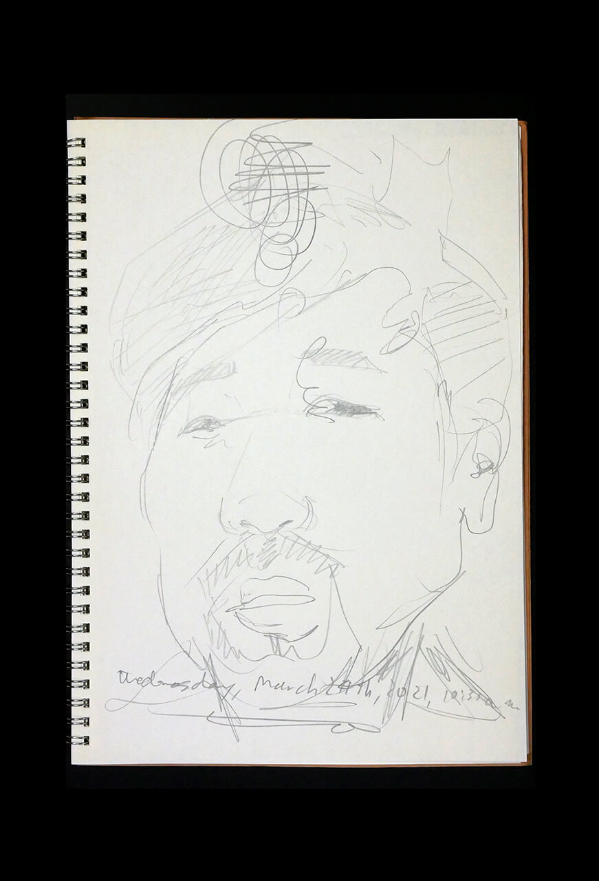 Contemporary artist SHINTAKU Tomoni's 2021/3/24 Self-portrait or pencil drawing