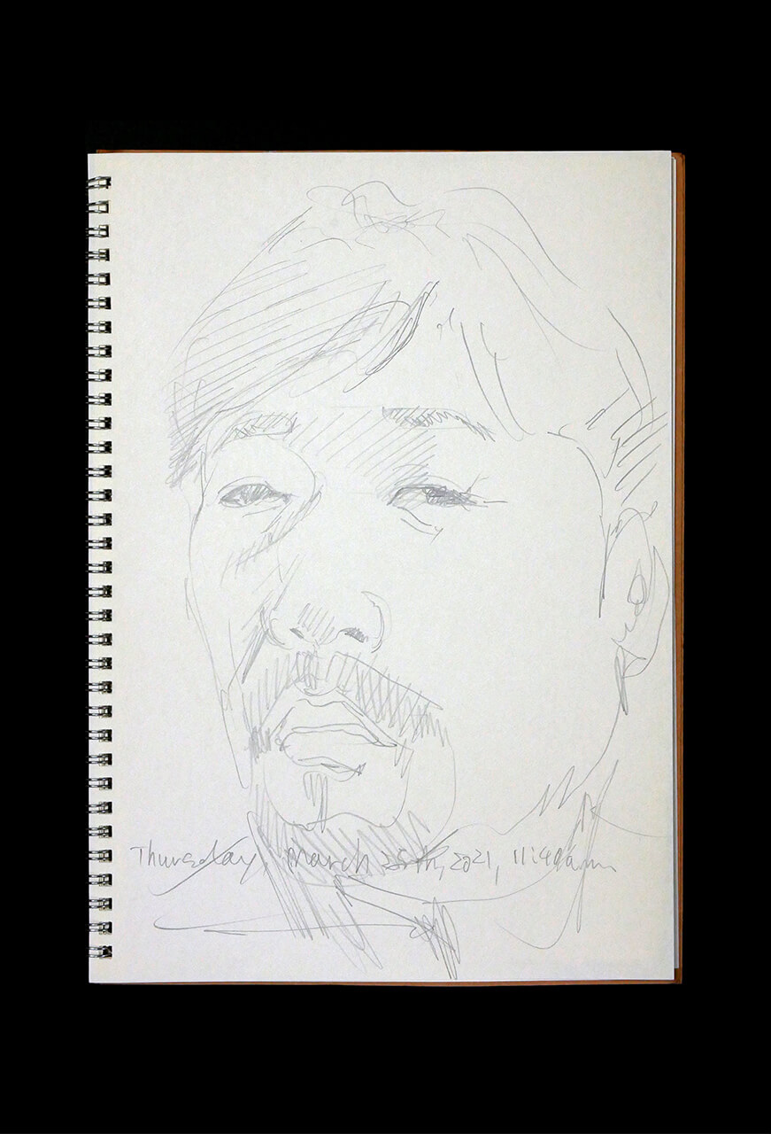 Contemporary artist SHINTAKU Tomoni's 2021/3/25 Self-portrait or pencil drawing