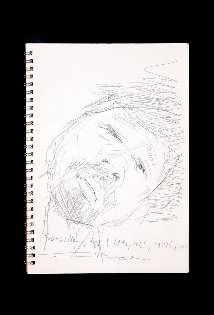Contemporary artist SHINTAKU Tomoni's 2021/4/10 Self-portrait or pencil drawing