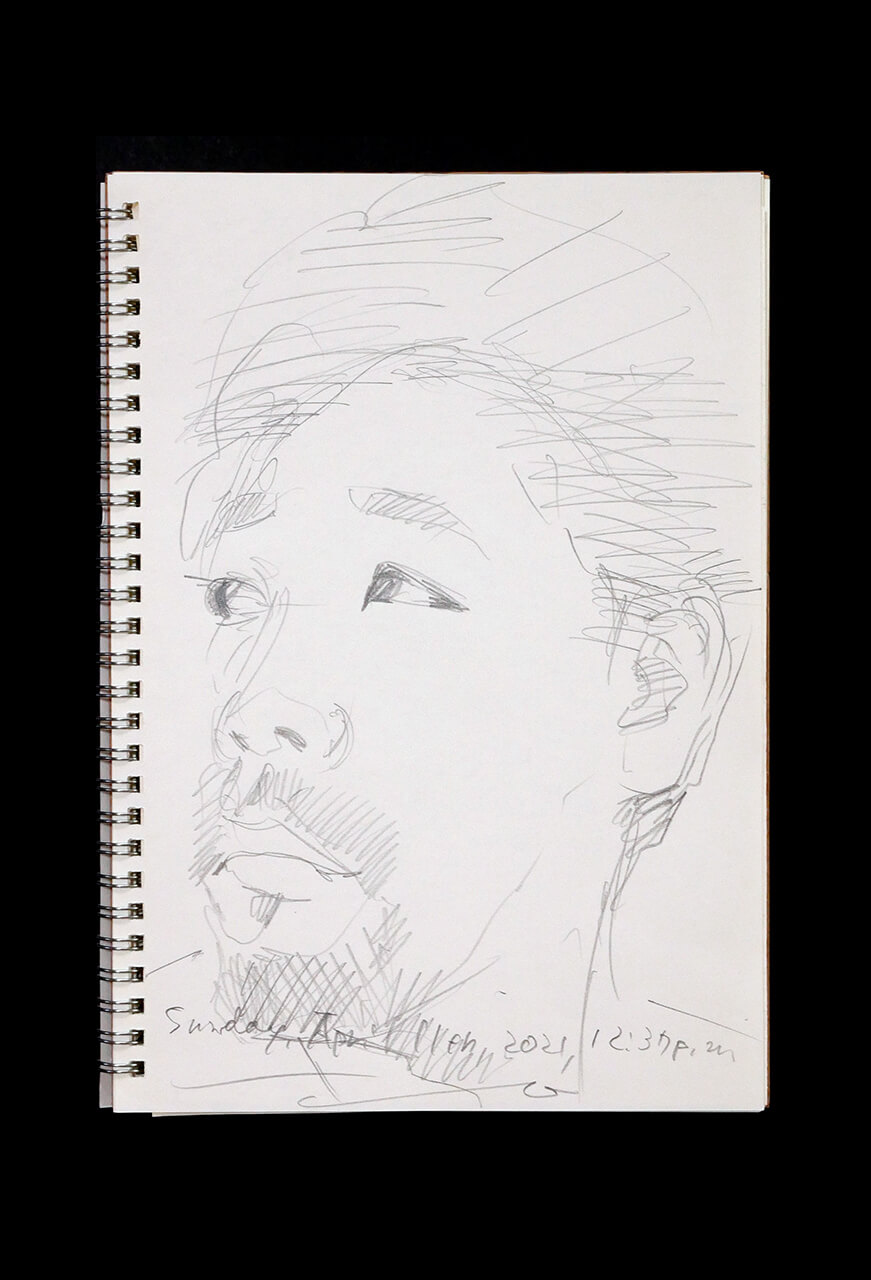 Contemporary artist SHINTAKU Tomoni's 2021/4/11 Self-portrait or pencil drawing