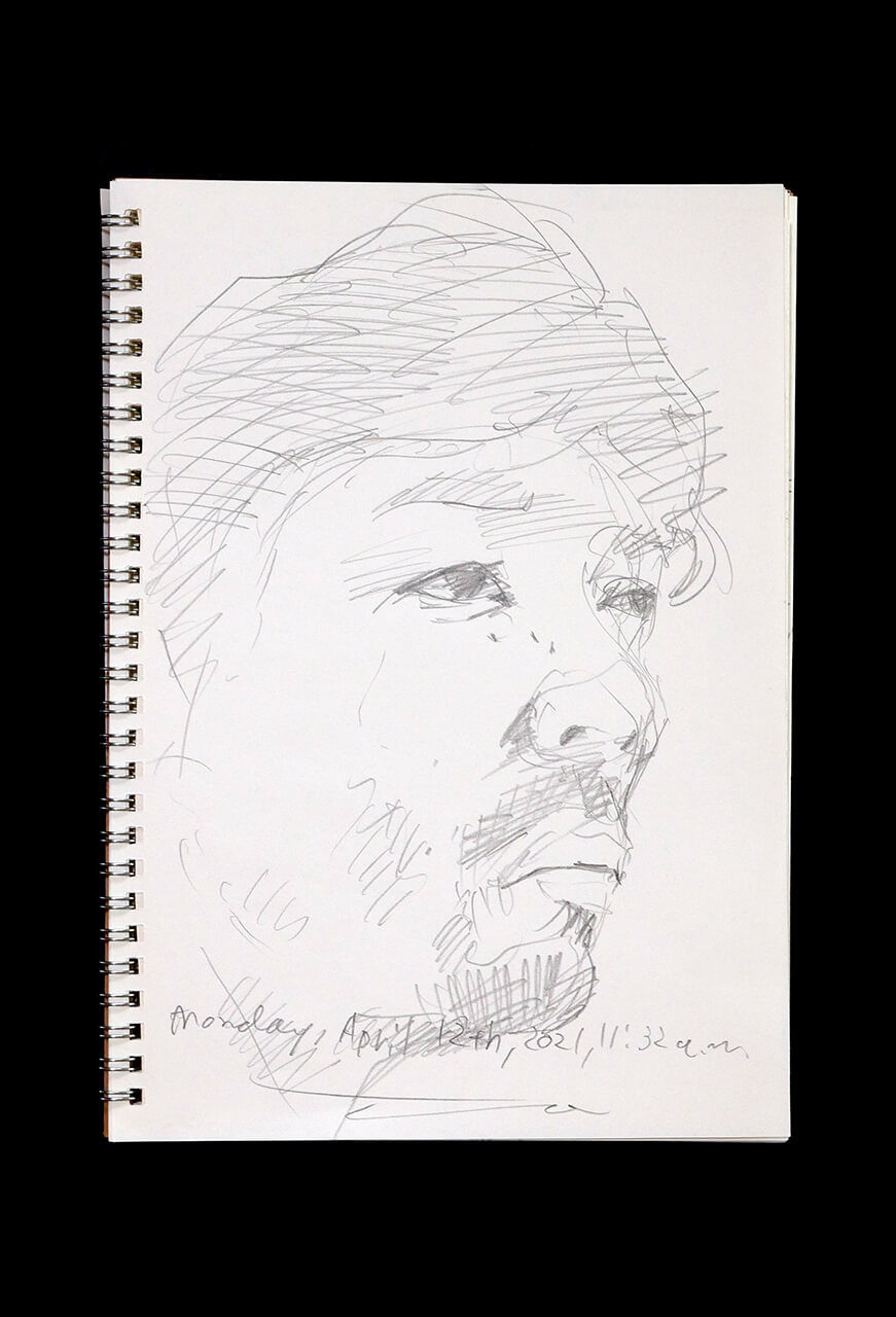 Contemporary artist SHINTAKU Tomoni's 2021/4/12 Self-portrait or pencil drawing