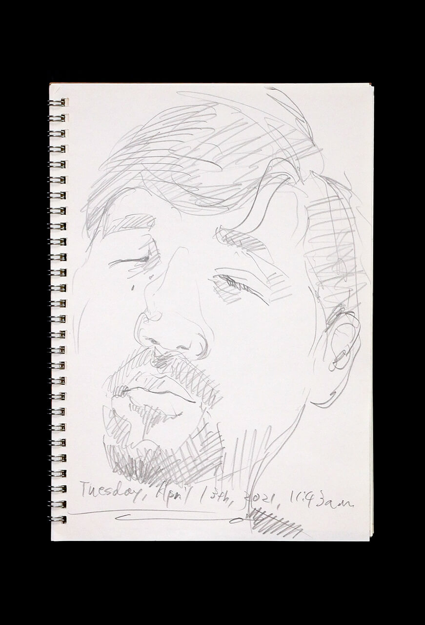 Contemporary artist SHINTAKU Tomoni's 2021/4/13 Self-portrait or pencil drawing