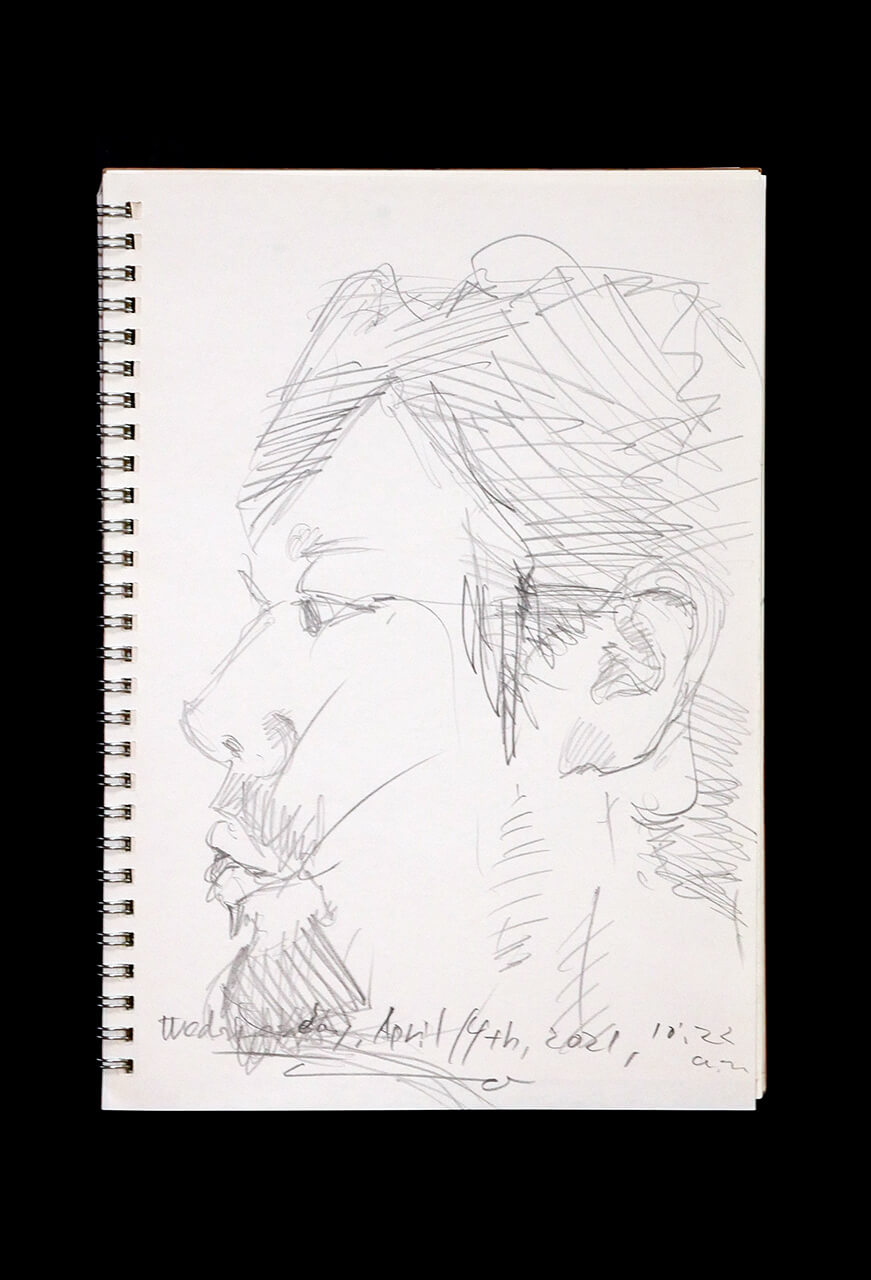 Contemporary artist SHINTAKU Tomoni's 2021/4/14 Self-portrait or pencil drawing