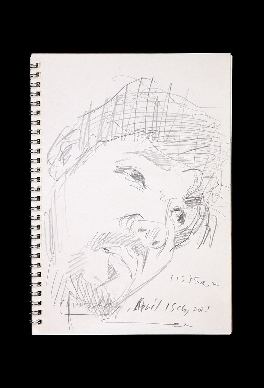 Contemporary artist SHINTAKU Tomoni's 2021/4/15 Self-portrait or pencil drawing