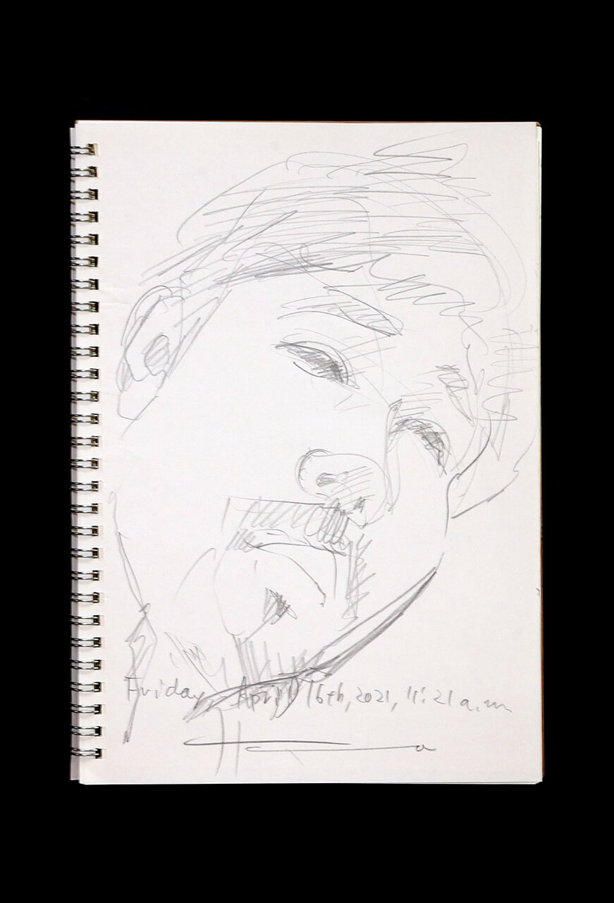 Contemporary artist SHINTAKU Tomoni's 2021/4/16 Self-portrait or pencil drawing