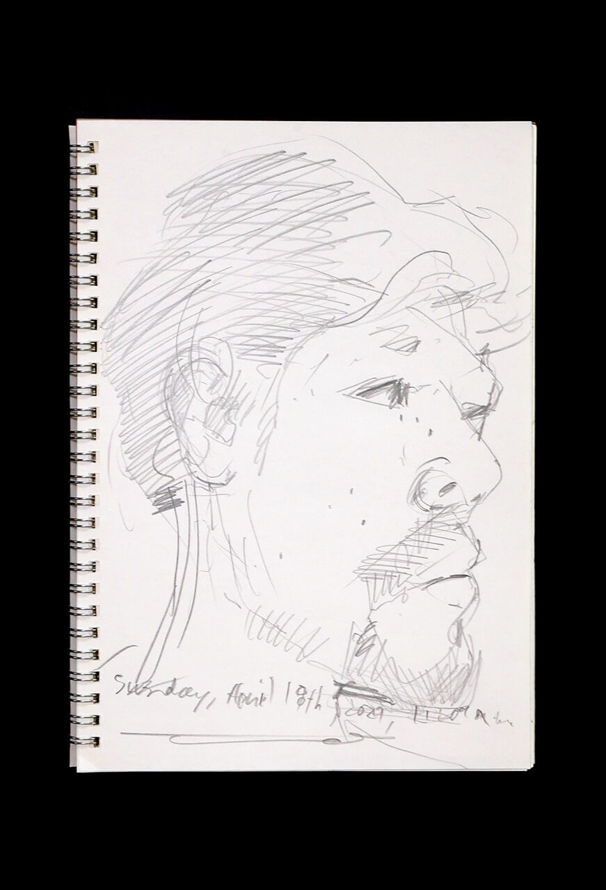 Contemporary artist SHINTAKU Tomoni's 2021/4/18 Self-portrait or pencil drawing