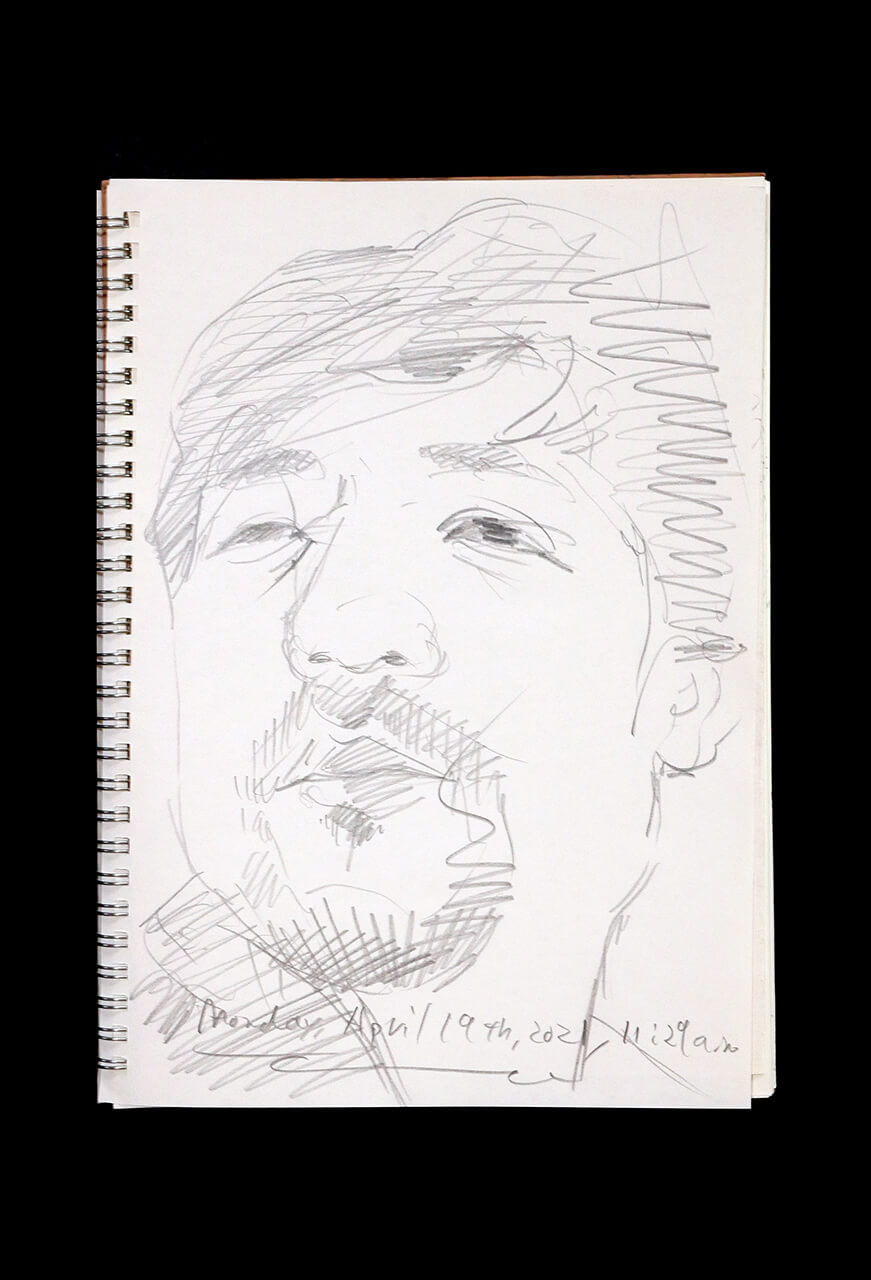 Contemporary artist SHINTAKU Tomoni's 2021/4/19 Self-portrait or pencil drawing