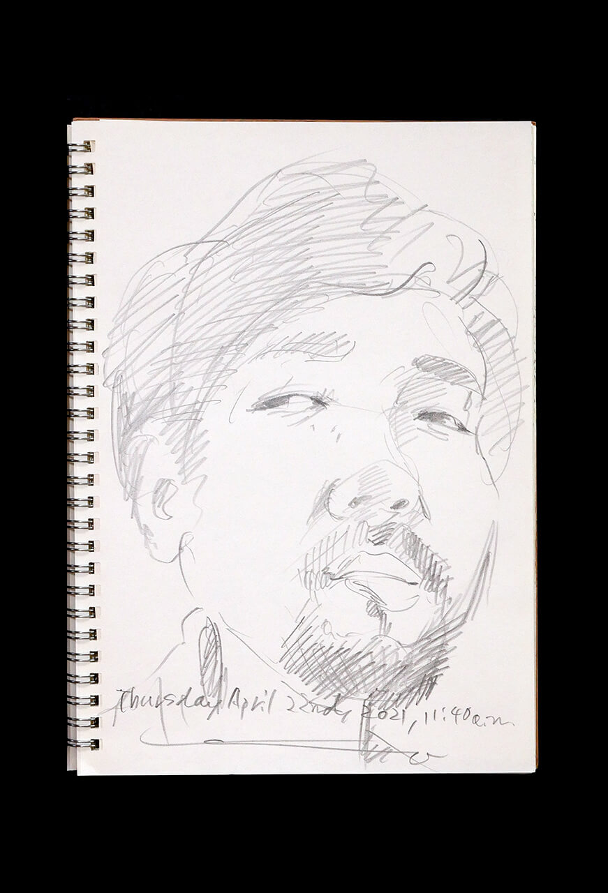 Contemporary artist SHINTAKU Tomoni's 2021/4/22 Self-portrait or pencil drawing