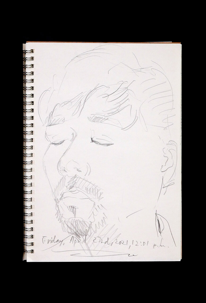 Contemporary artist SHINTAKU Tomoni's 2021/4/23 Self-portrait or pencil drawing