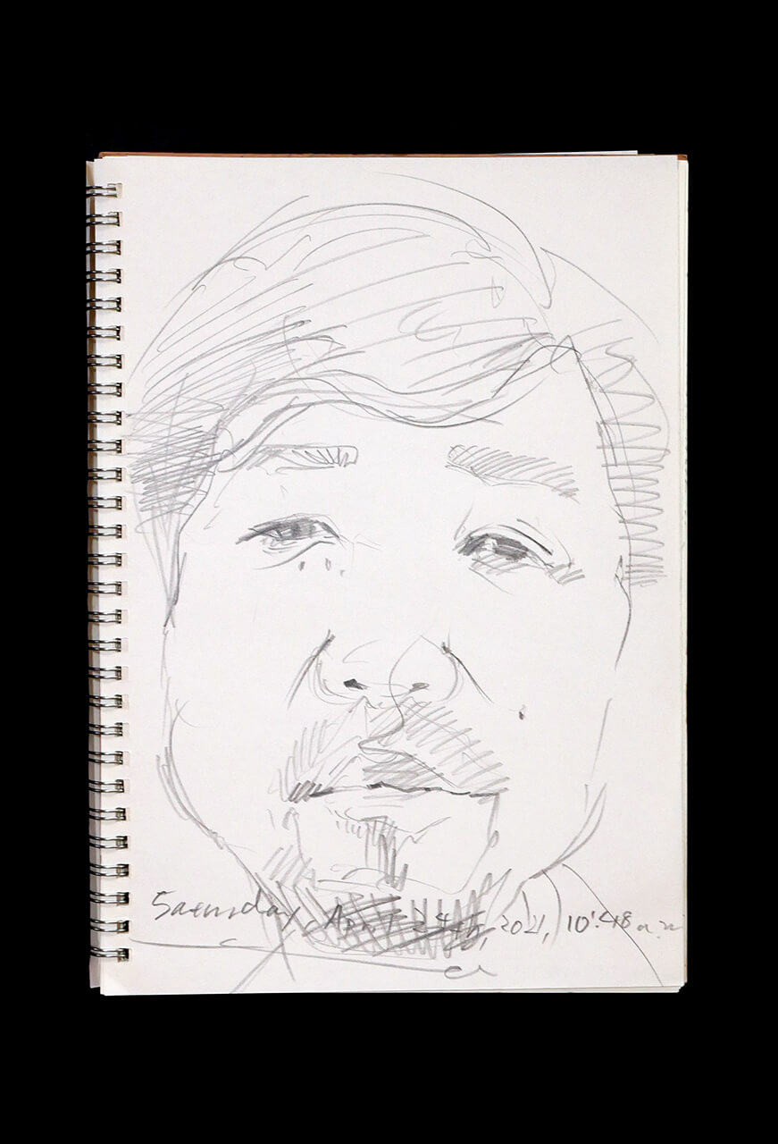 Contemporary artist SHINTAKU Tomoni's 2021/4/24 Self-portrait or pencil drawing