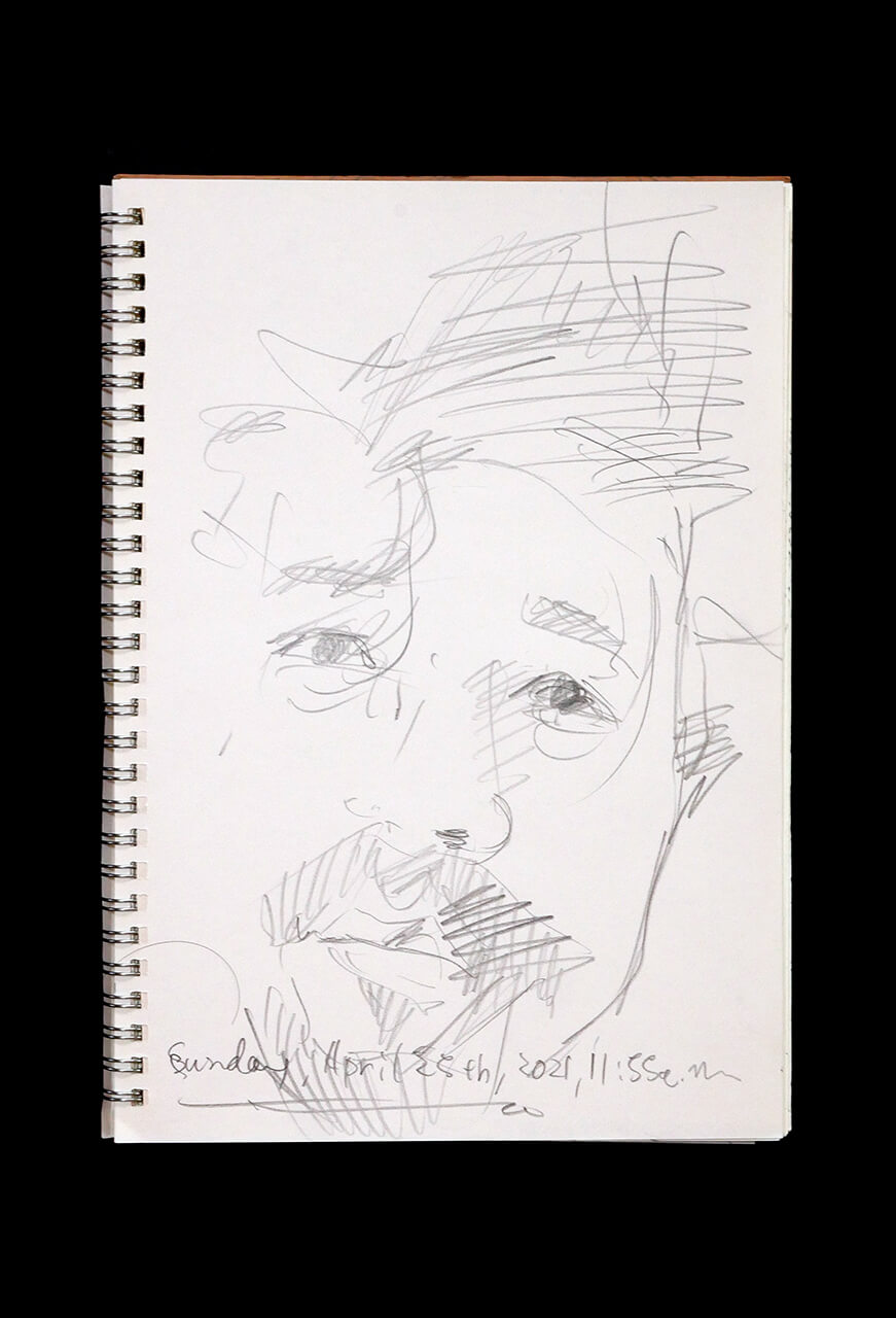Contemporary artist SHINTAKU Tomoni's 2021/4/25 Self-portrait or pencil drawing