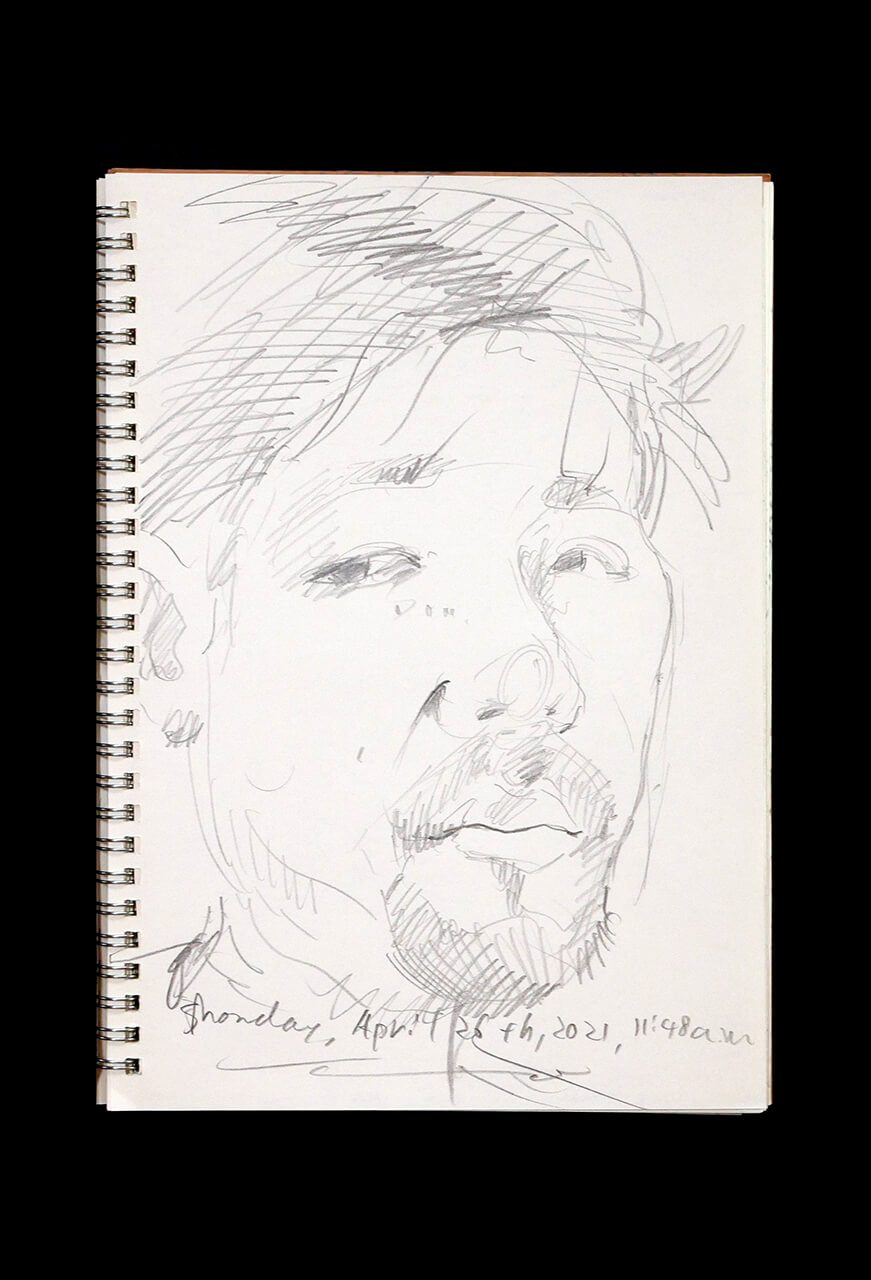 Contemporary artist SHINTAKU Tomoni's 2021/4/26 Self-portrait or pencil drawing