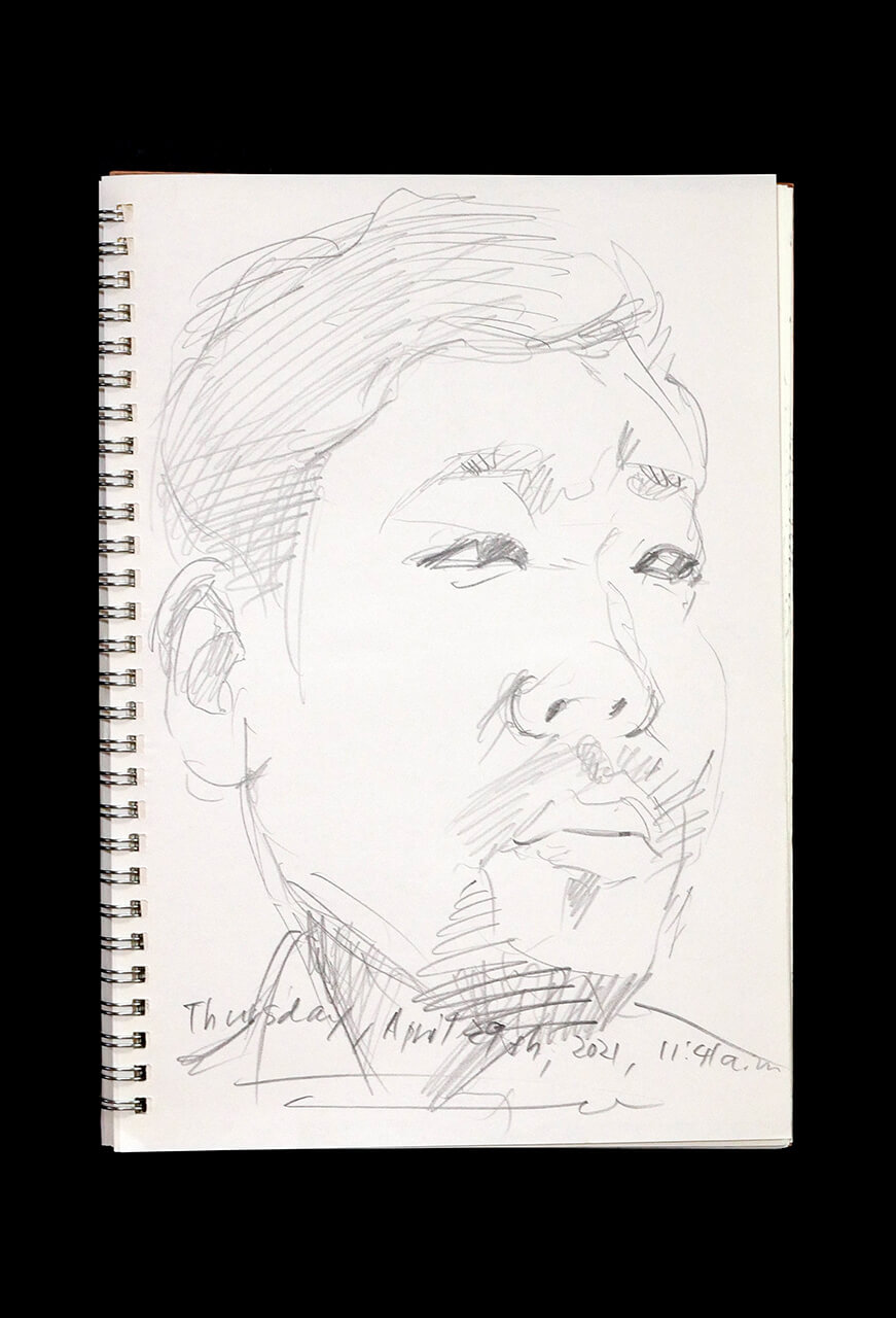 Contemporary artist SHINTAKU Tomoni's 2021/4/29 Self-portrait or pencil drawing