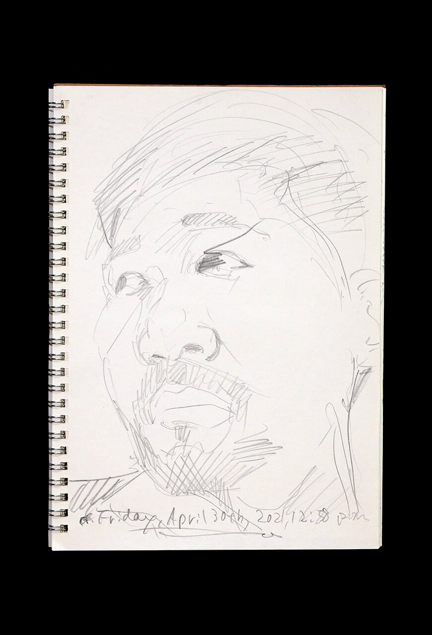 Contemporary artist SHINTAKU Tomoni's 2021/4/30 Self-portrait or pencil drawing