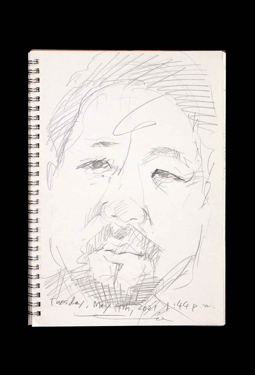 Contemporary artist SHINTAKU Tomoni's 2021/5/4 Self-portrait or pencil drawing
