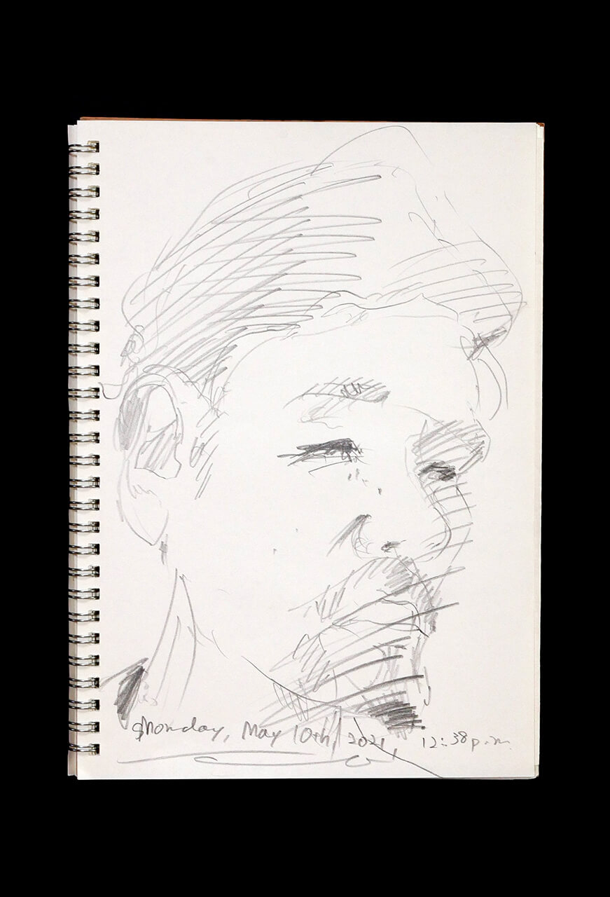 Contemporary artist SHINTAKU Tomoni's 2021/5/10 Self-portrait or pencil drawing