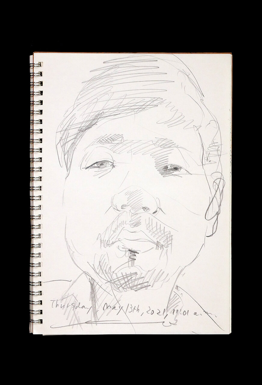 Contemporary artist SHINTAKU Tomoni's 2021/5/13 Self-portrait or pencil drawing