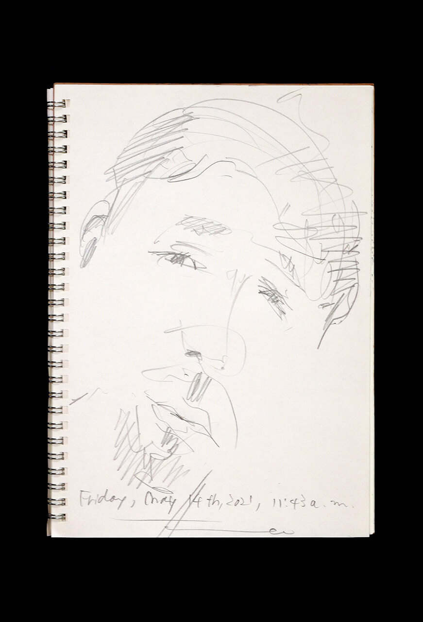 Contemporary artist SHINTAKU Tomoni's 2021/5/14 Self-portrait or pencil drawing