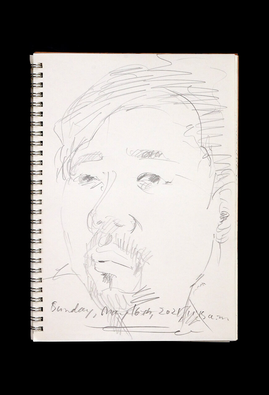 Contemporary artist SHINTAKU Tomoni's 2021/5/16 Self-portrait or pencil drawing