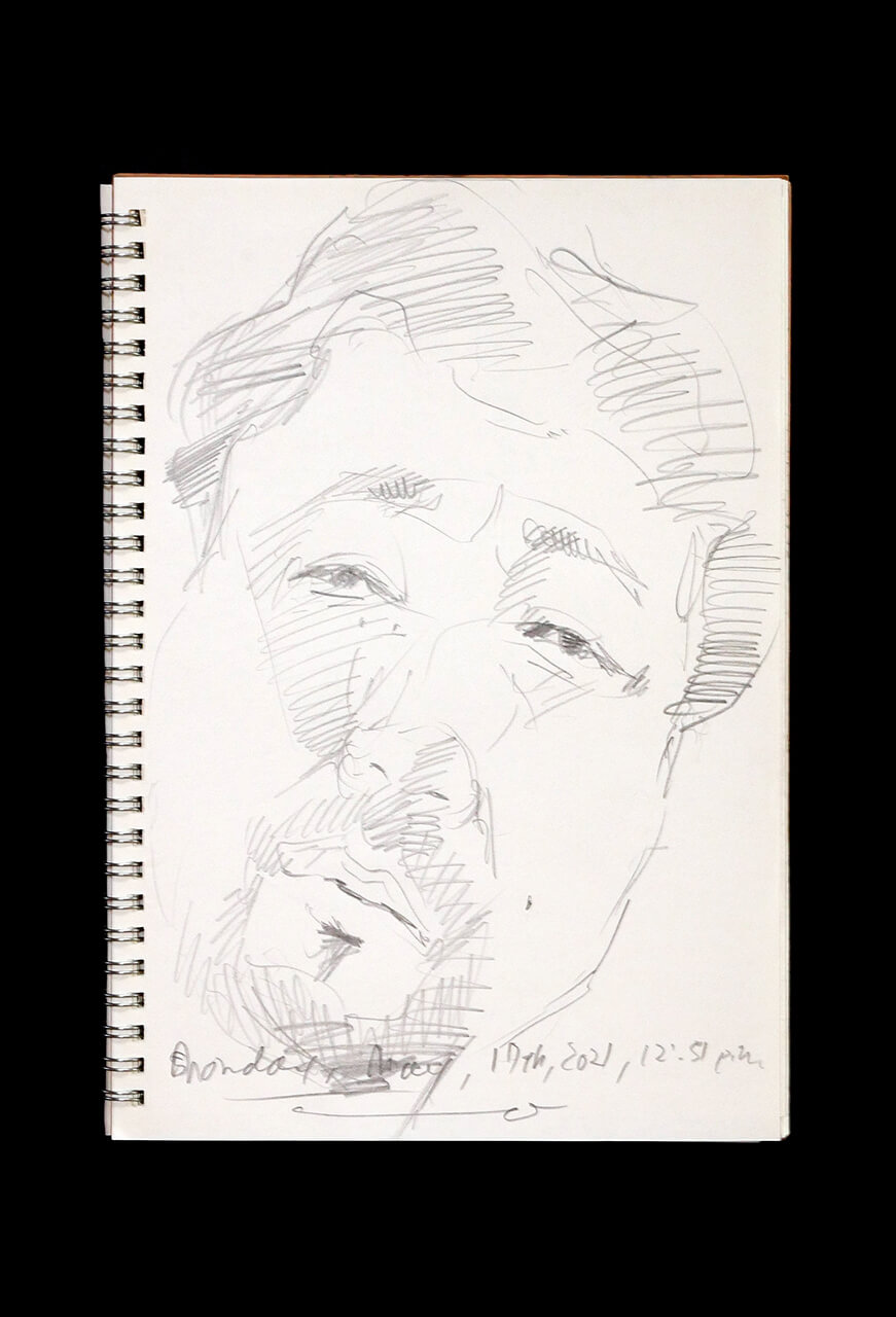 Contemporary artist SHINTAKU Tomoni's 2021/5/17 Self-portrait or pencil drawing