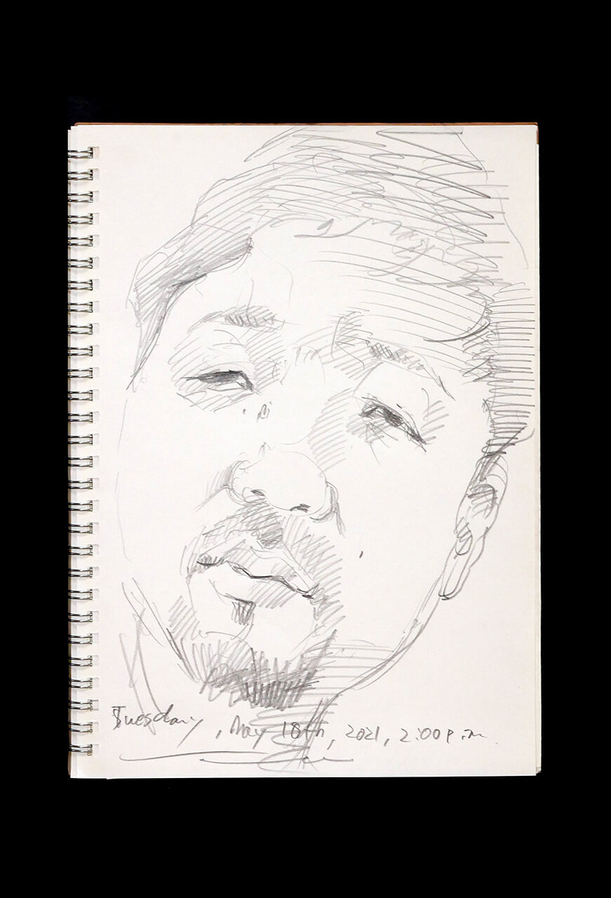 Contemporary artist SHINTAKU Tomoni's 2021/5/18 Self-portrait or pencil drawing
