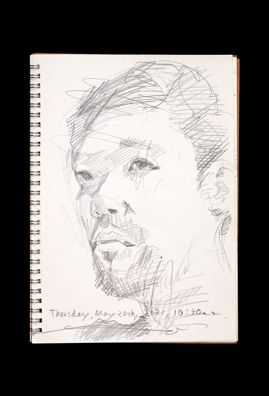 Contemporary artist SHINTAKU Tomoni's 2021/5/20 Self-portrait or pencil drawing