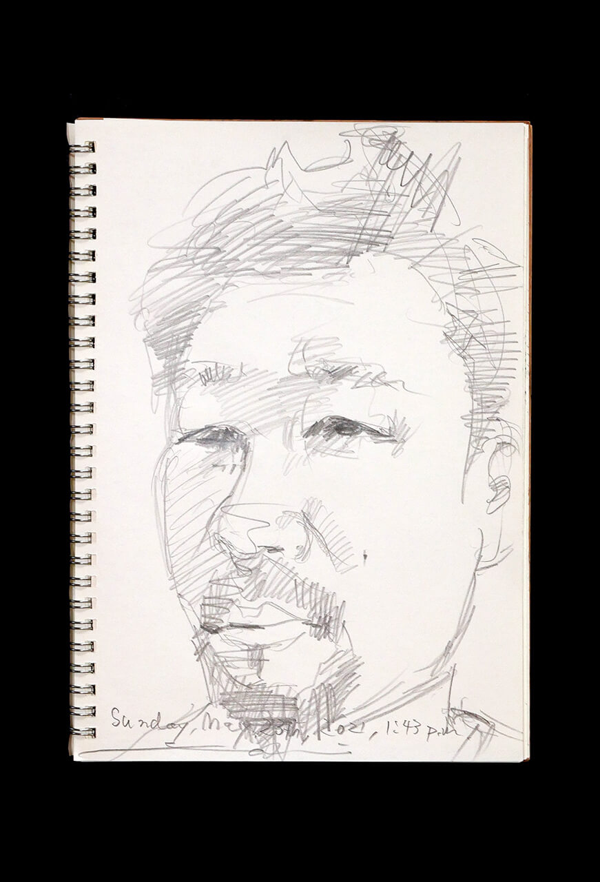 Contemporary artist SHINTAKU Tomoni's 2021/5/23 Self-portrait or pencil drawing