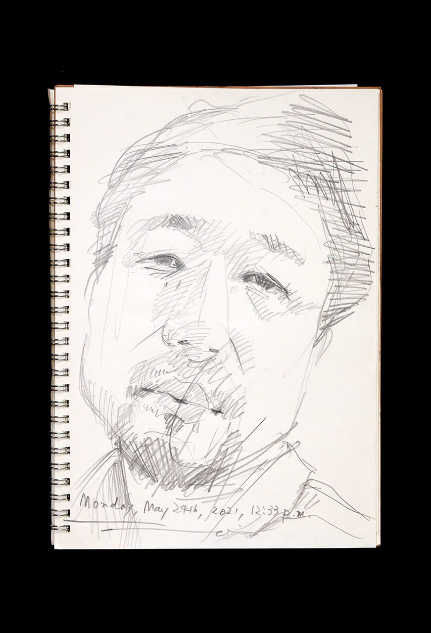 Contemporary artist SHINTAKU Tomoni's 2021/5/24 Self-portrait or pencil drawing