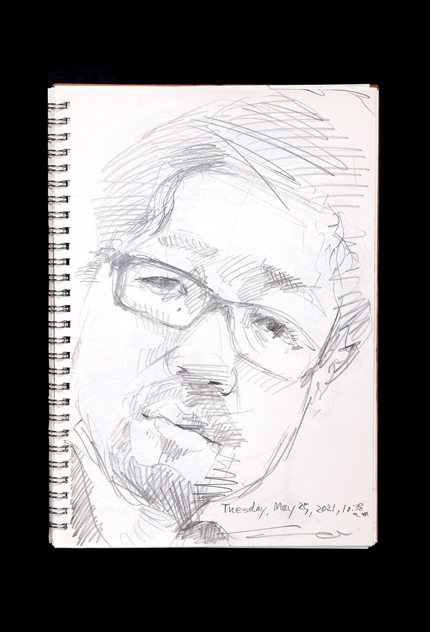 Contemporary artist SHINTAKU Tomoni's 2021/5/25 Self-portrait or pencil drawing