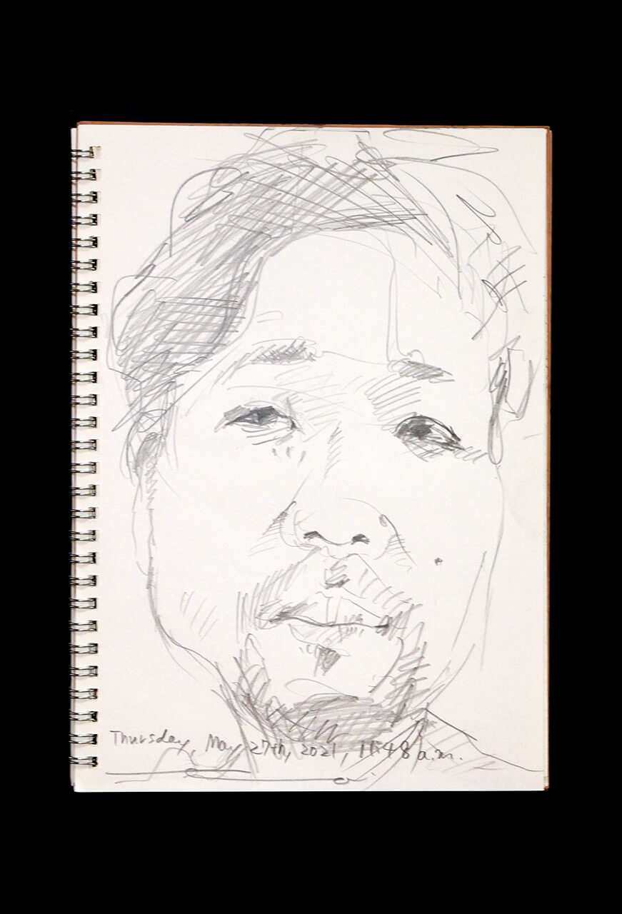 Contemporary artist SHINTAKU Tomoni's 2021/5/27 Self-portrait or pencil drawing