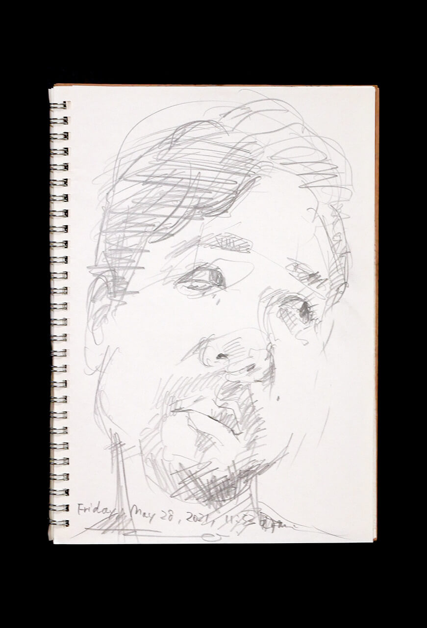 Contemporary artist SHINTAKU Tomoni's 2021/5/28 Self-portrait or pencil drawing