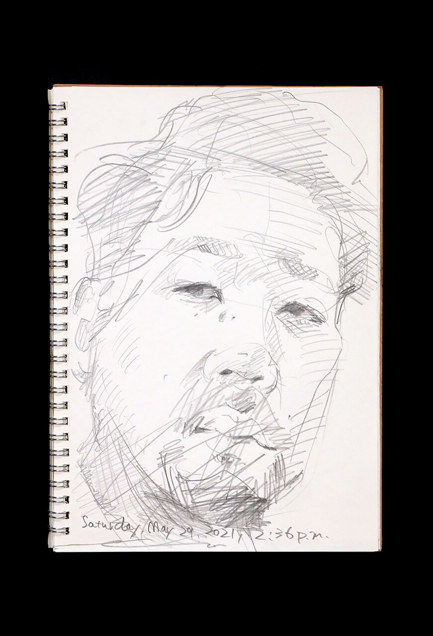 Contemporary artist SHINTAKU Tomoni's 2021/5/29 Self-portrait or pencil drawing