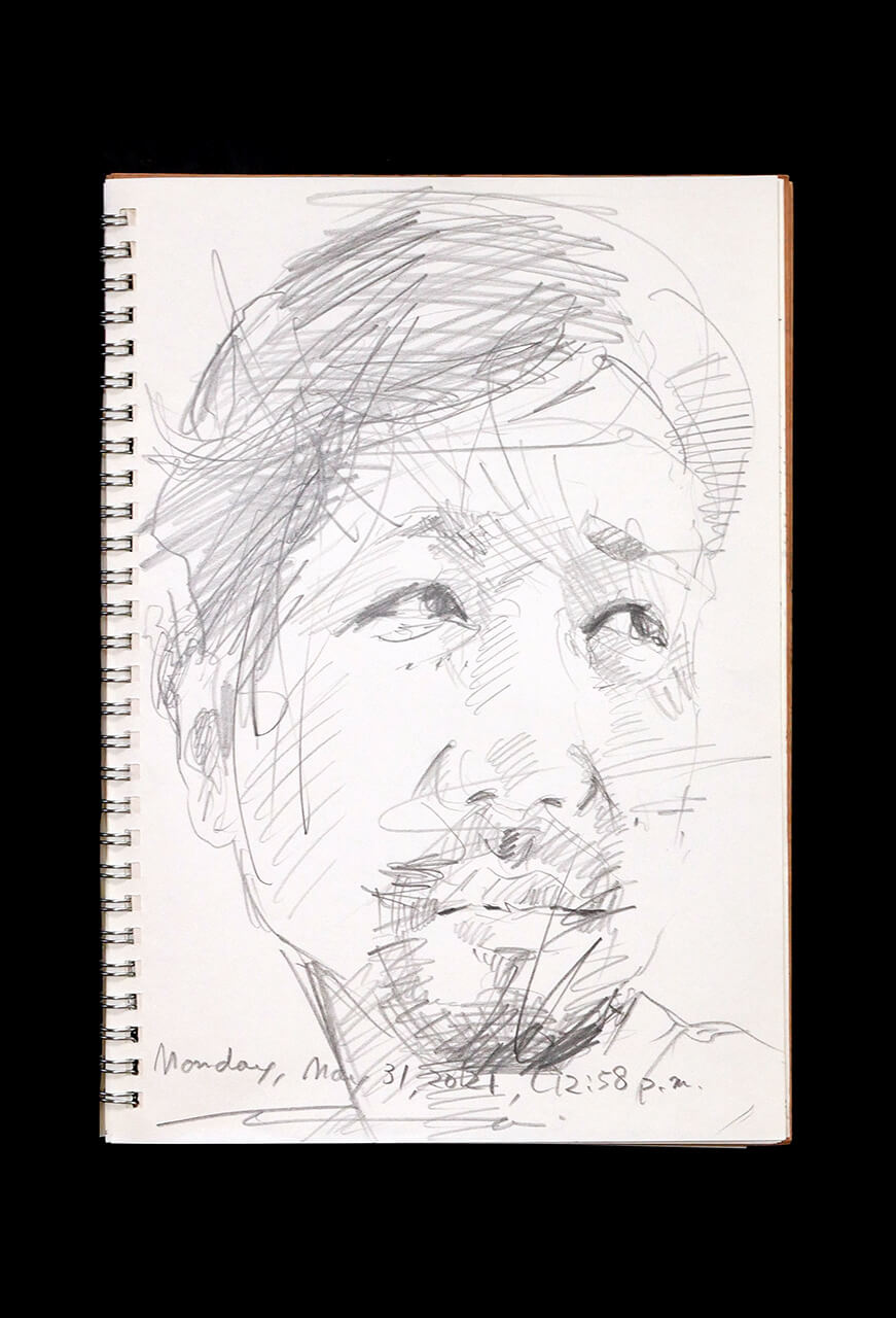 Contemporary artist SHINTAKU Tomoni's 2021/5/31 Self-portrait or pencil drawing