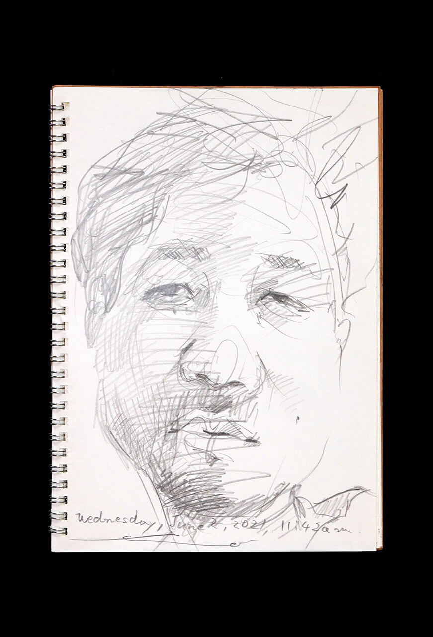 Contemporary artist SHINTAKU Tomoni's 2021/6/2 Self-portrait or pencil drawing