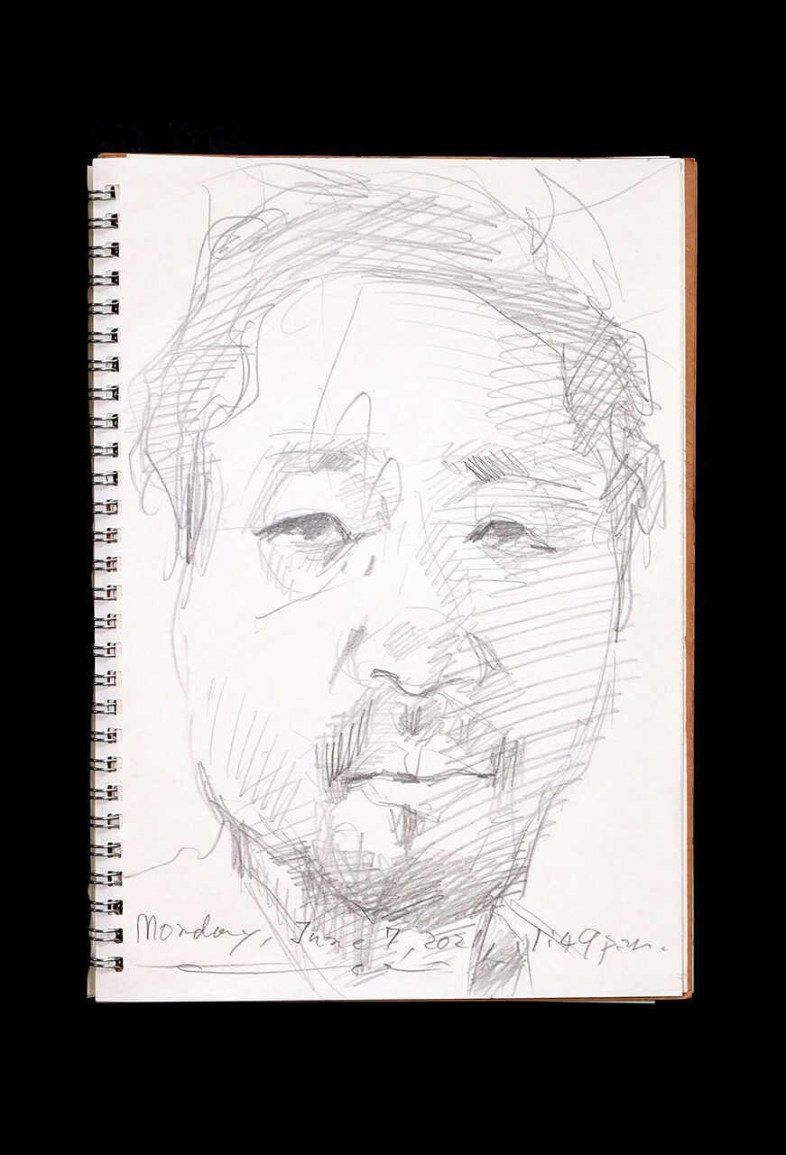 Contemporary artist SHINTAKU Tomoni's 2021/6/7 Self-portrait or pencil drawing