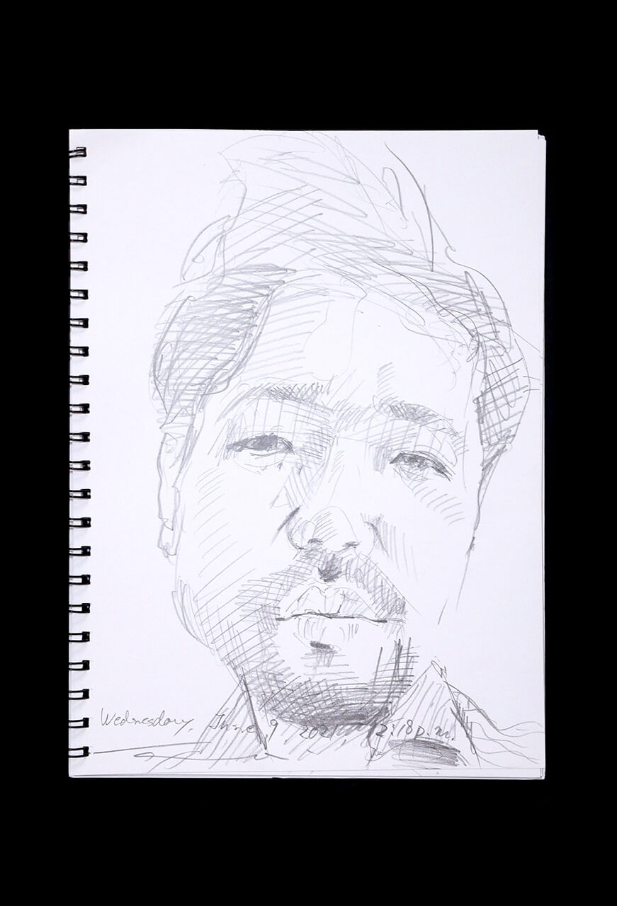 Contemporary artist SHINTAKU Tomoni's 2021/6/9 Self-portrait or pencil drawing