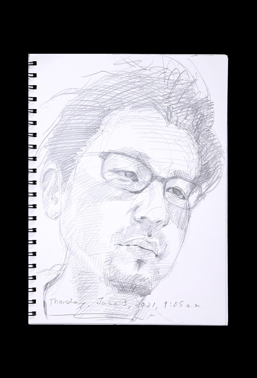 Contemporary artist SHINTAKU Tomoni's 2021/6/10 Self-portrait or pencil drawing