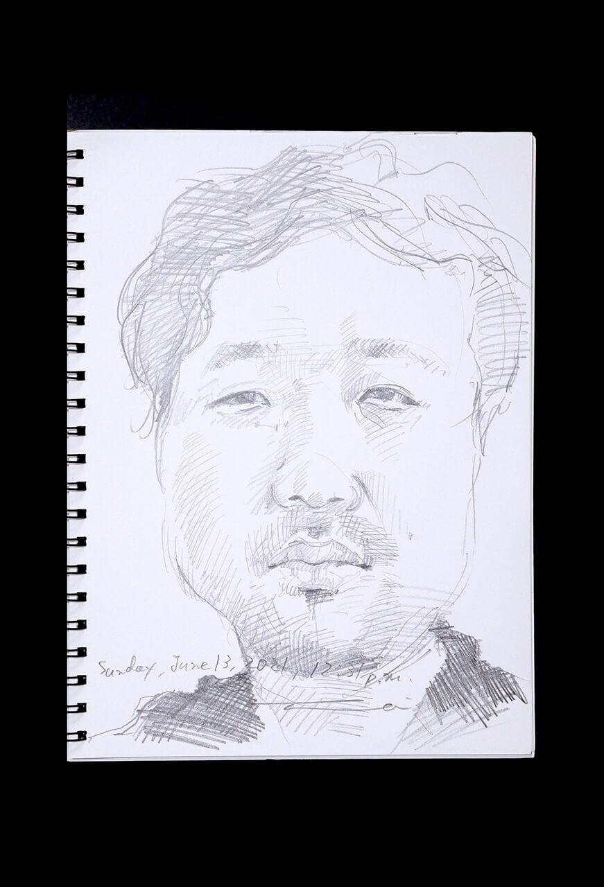 Contemporary artist SHINTAKU Tomoni's 2021/6/13 Self-portrait or pencil drawing