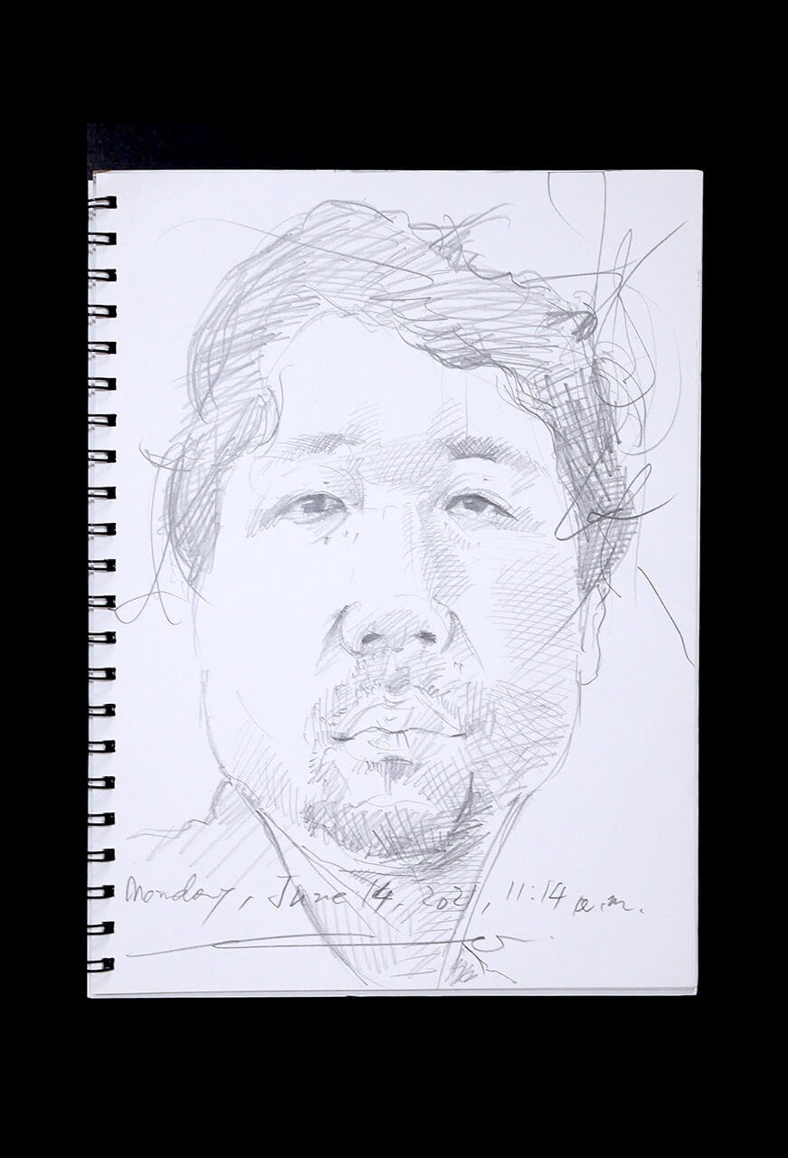 Contemporary artist SHINTAKU Tomoni's 2021/6/14 Self-portrait or pencil drawing