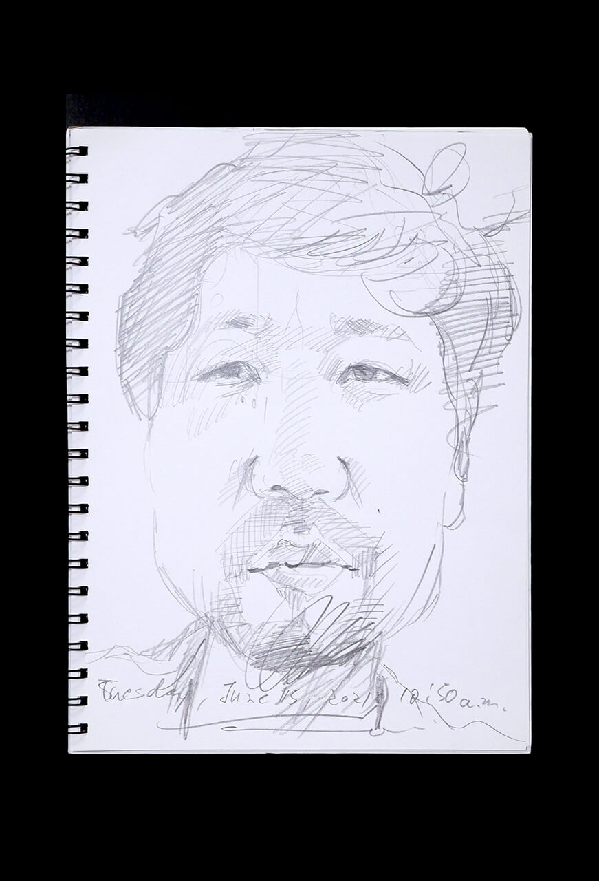Contemporary artist SHINTAKU Tomoni's 2021/6/15 Self-portrait or pencil drawing