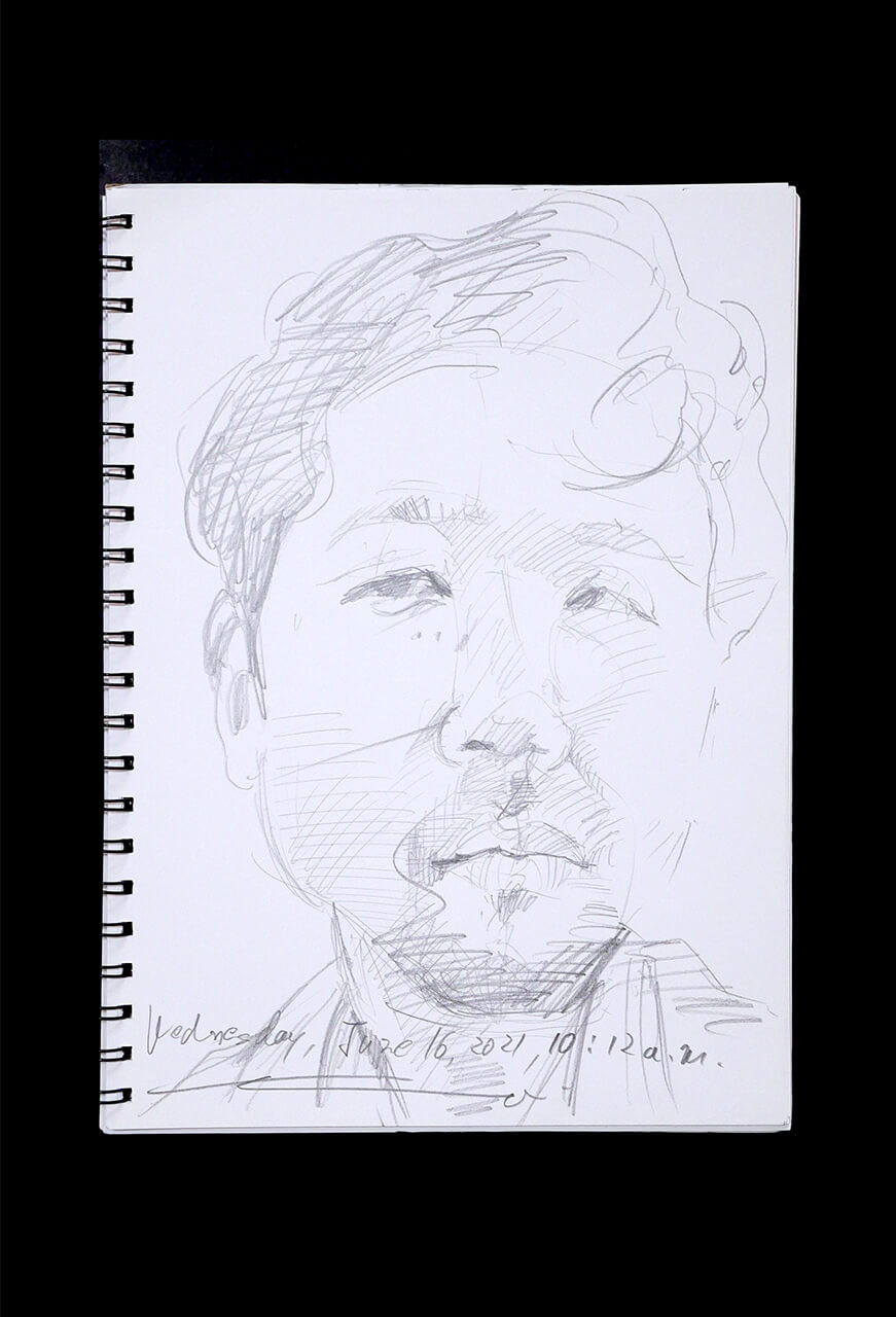 Contemporary artist SHINTAKU Tomoni's 2021/6/16 Self-portrait or pencil drawing