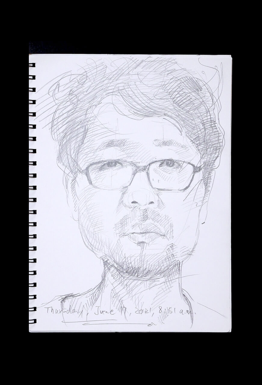 Contemporary artist SHINTAKU Tomoni's 2021/6/17 Self-portrait or pencil drawing