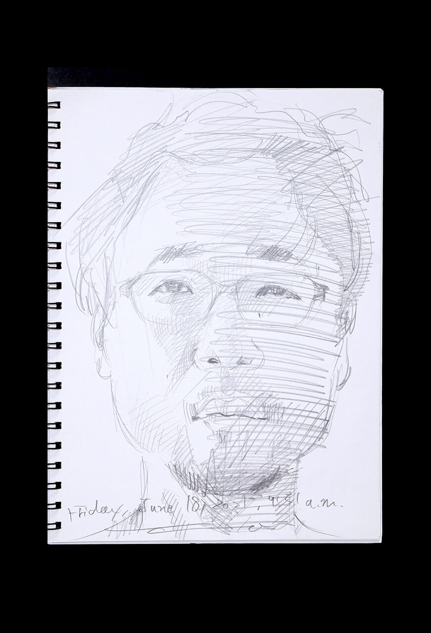 Contemporary artist SHINTAKU Tomoni's 2021/6/18 Self-portrait or pencil drawing