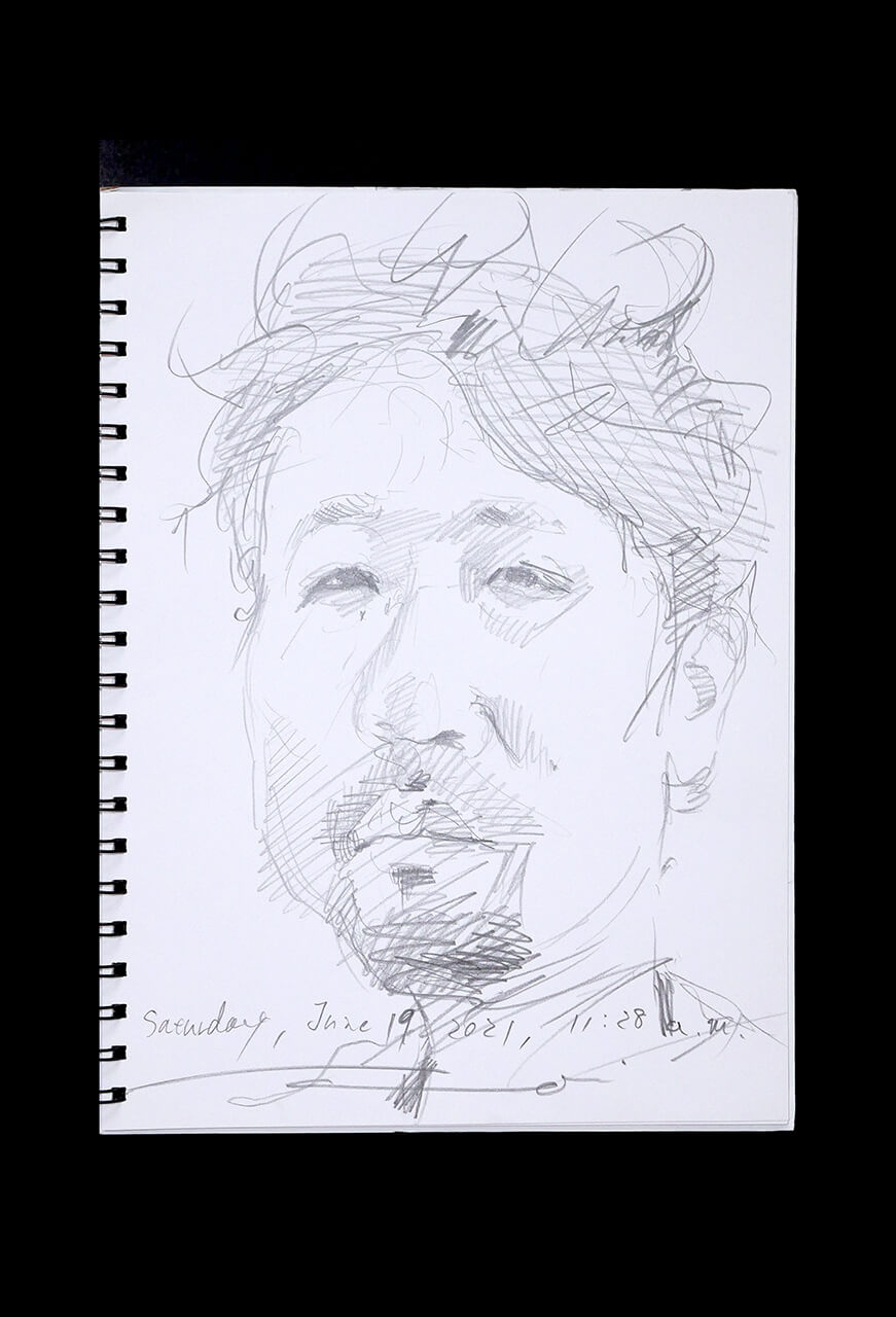Contemporary artist SHINTAKU Tomoni's 2021/6/19 Self-portrait or pencil drawing